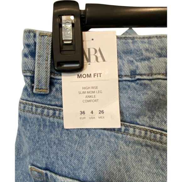 Zara Womens Ankle Mom Fit Jeans EU 36 US 4 Blue Slim High Rise 7223/221 NWT - Picture 7 of 12